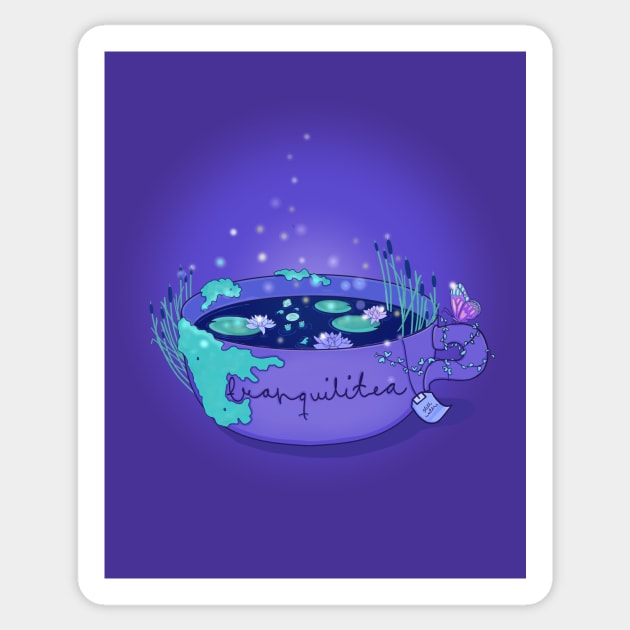 water lily pond tea Sticker by moonlitdoodl